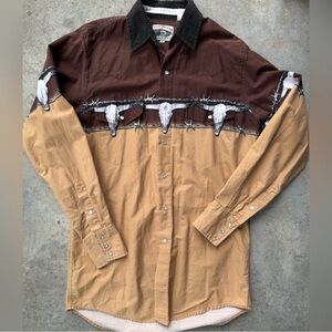Western cowboy | cowgirl Two-Tone Brown & Tan Long-Sleeve Shirt